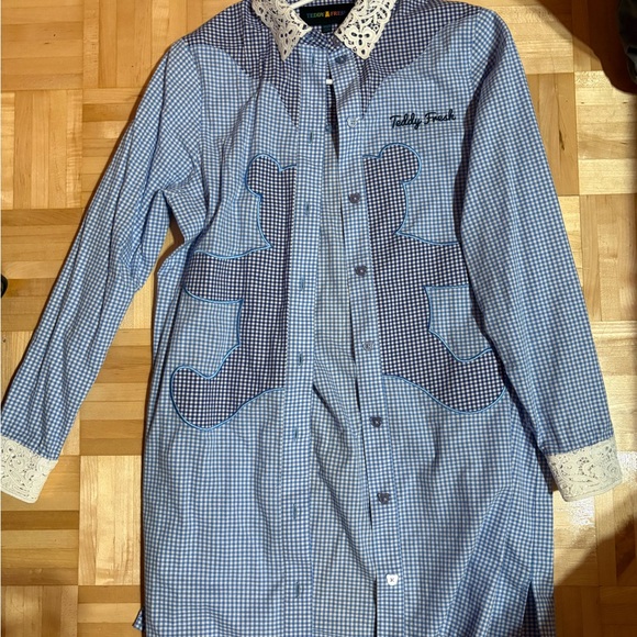 Teddy Fresh Dresses & Skirts - Teddy Fresh Blue Shirt Dress with Bear Design